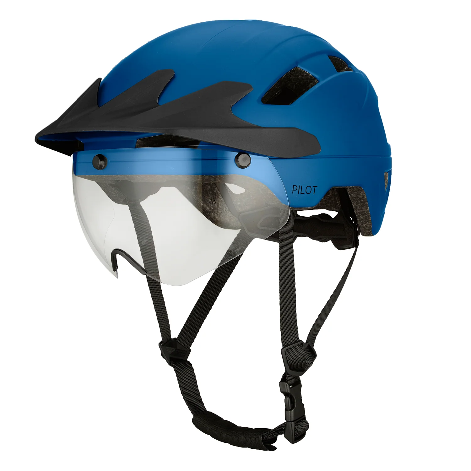 Go-off | PILOT fietshelm met regencap Donker Blauw
